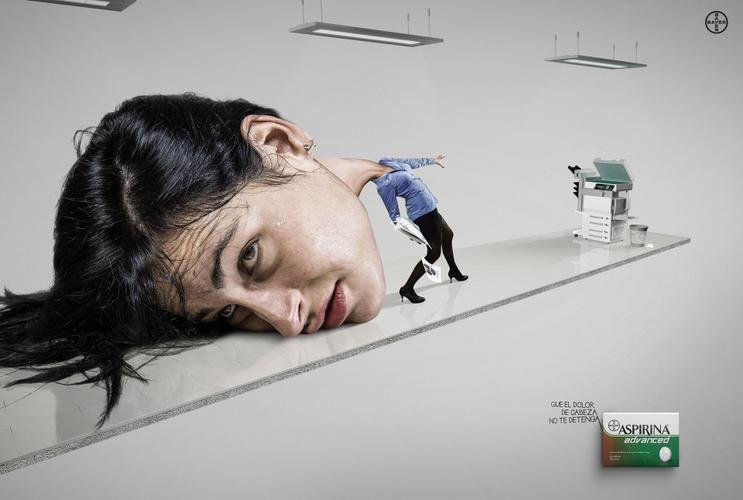 头痛不会阻止你-阿司匹林药物平面广告-欧莱凯设计网(2008php.com)